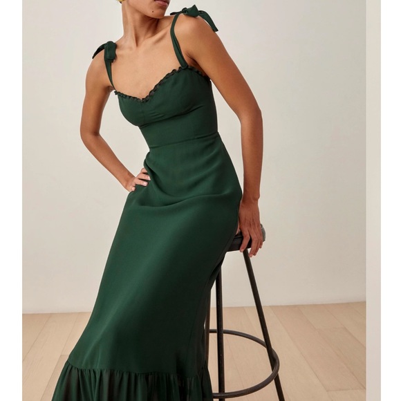 Reformation Dresses Reformation Jasen Dress In Forest Green Poshmark